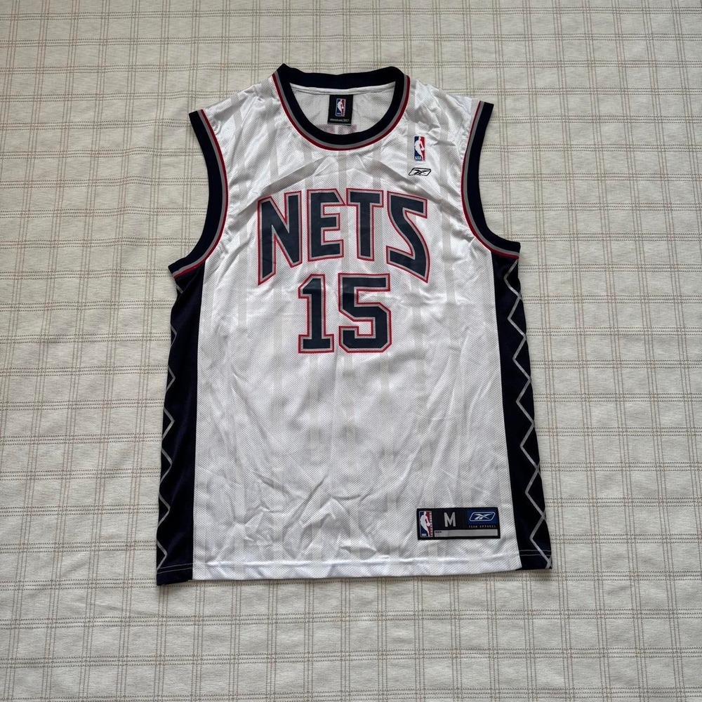 Vintage Reebok NBA New‎ Jersey Nets Vince Carter 15 Jersey White Pinstripe Men M